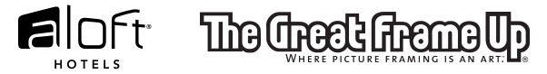 Logos for Aloft Hotels and The Great Frame Up